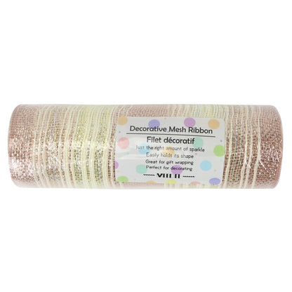 MEEDEE Christmas Mesh Ribbon for Wreath Gold Silver and Rose Gold Ombré Deco Mesh 10 Inch Christmas Metallic Mesh Crafts Supplies for Xmas Tree Garland Staircase Mailbox Centerpiece Swag (30 Feet)
