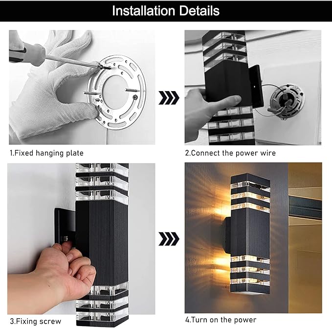 4Pack 15inch Outdoor LED Wall Lights,4000K Day White Outdoor 18W Wall Light Aluminum Body Waterproof IP65 led Porch Light for House Patio Garage Garden.(No Sensor)