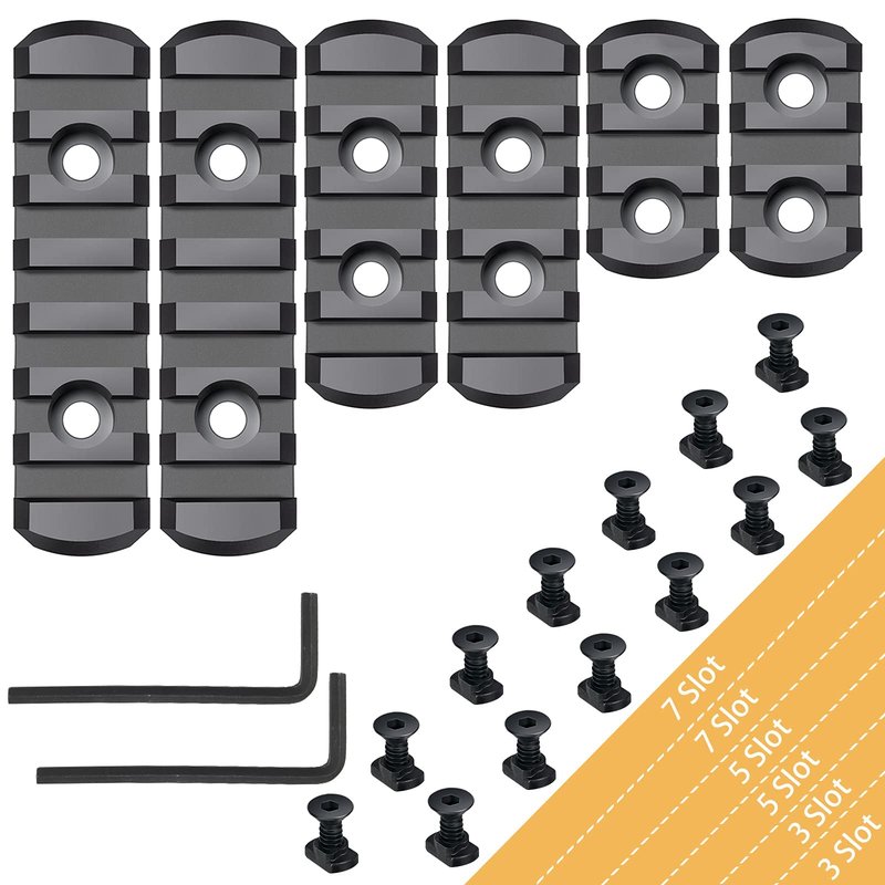 TOCNGAEK Polymer Picatinny Accessory Rail Single Picatinny Rail，3 3 5 5 7 7 Slot Black