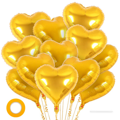 12 Pcs Red Heart Balloons,18 Inch Heart Foil Balloons Love Balloon Valentine Balloon for Birthday Party Wedding Engagement Party Baby Shower Valentine Day Decorations (red)