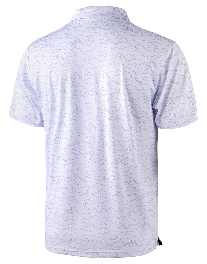Obla Mens Golf Polo Shirts Short Sleeve Dry Fit Performance Moisture Wicking Casual Print Collared Golf Shirts for Men (White Peak_XXL)