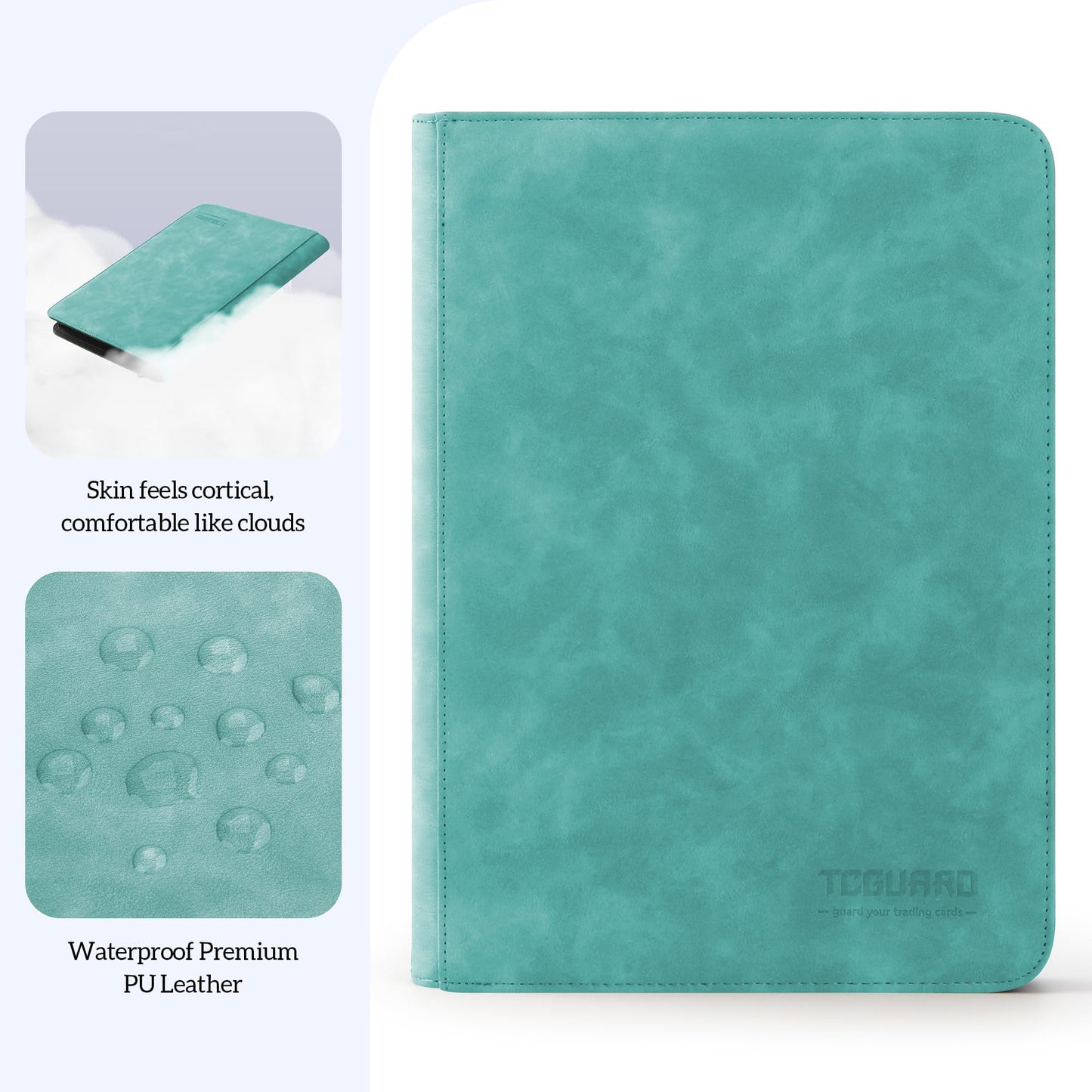 TCGUARD Trading Card Binder, 9 Side Loading Pocket Card Album Hold Up to 540 Cards, Zipper Binder for Cards Collection, TCG Card Holder for Game Card, Sports Card, Yugioh, MTG etc.(Green)