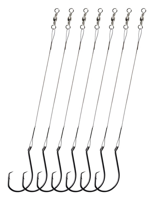 YVUDW Pre-Rigged Fishing Hooks with Steel Wire Leader, Saltwater 30pcs Catfish Octopus Hooks Rig Anti-Bite Stainless Steel Trace Trout Hooks