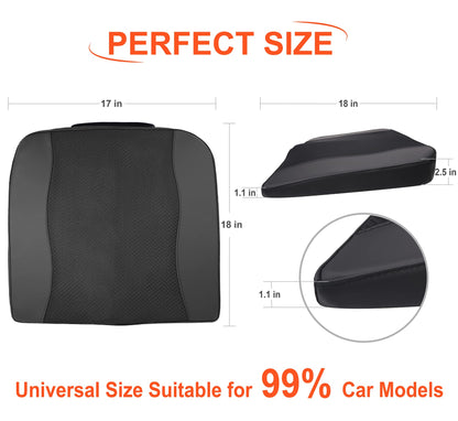 Car Seat Cushion, Comfort Memory Foam Car Cushions for Driving - Sciatica & Lower Back Pain Relief, Driver Seat Pillow for Auto, Office Chair, Wheelchair - Black
