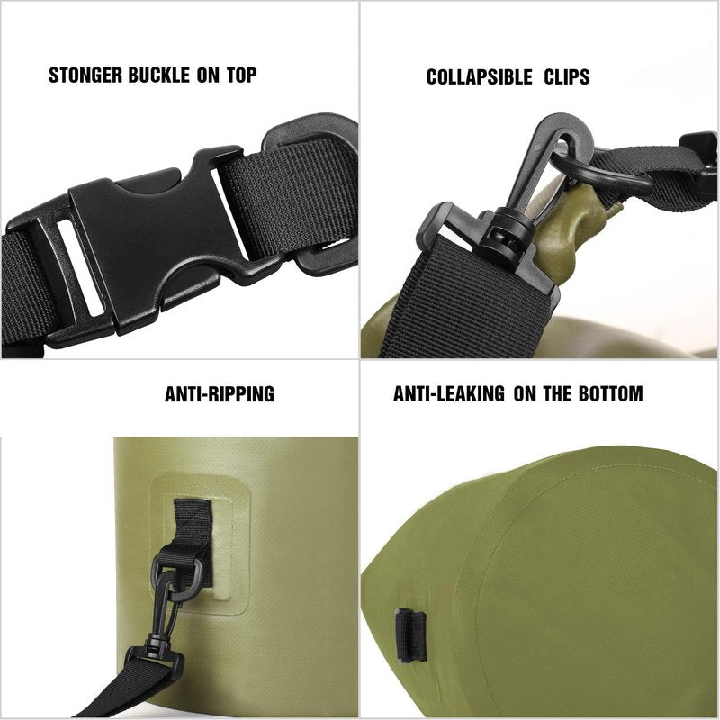 Unigear Dry Bag Waterproof, Floating and Lightweight Bags for Kayaking, Boating, Fishing, Swimming and Camping with Waterproof Phone Case (Army Green, 5L)