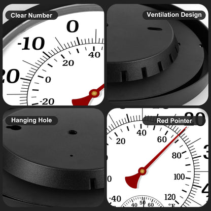 Indoor Outdoor Thermometer Hygrometer - 10 Inch Analog Thermometer Hygrometer Room Temperature Humidity Meter Wall Hanging Thermometer for Patio