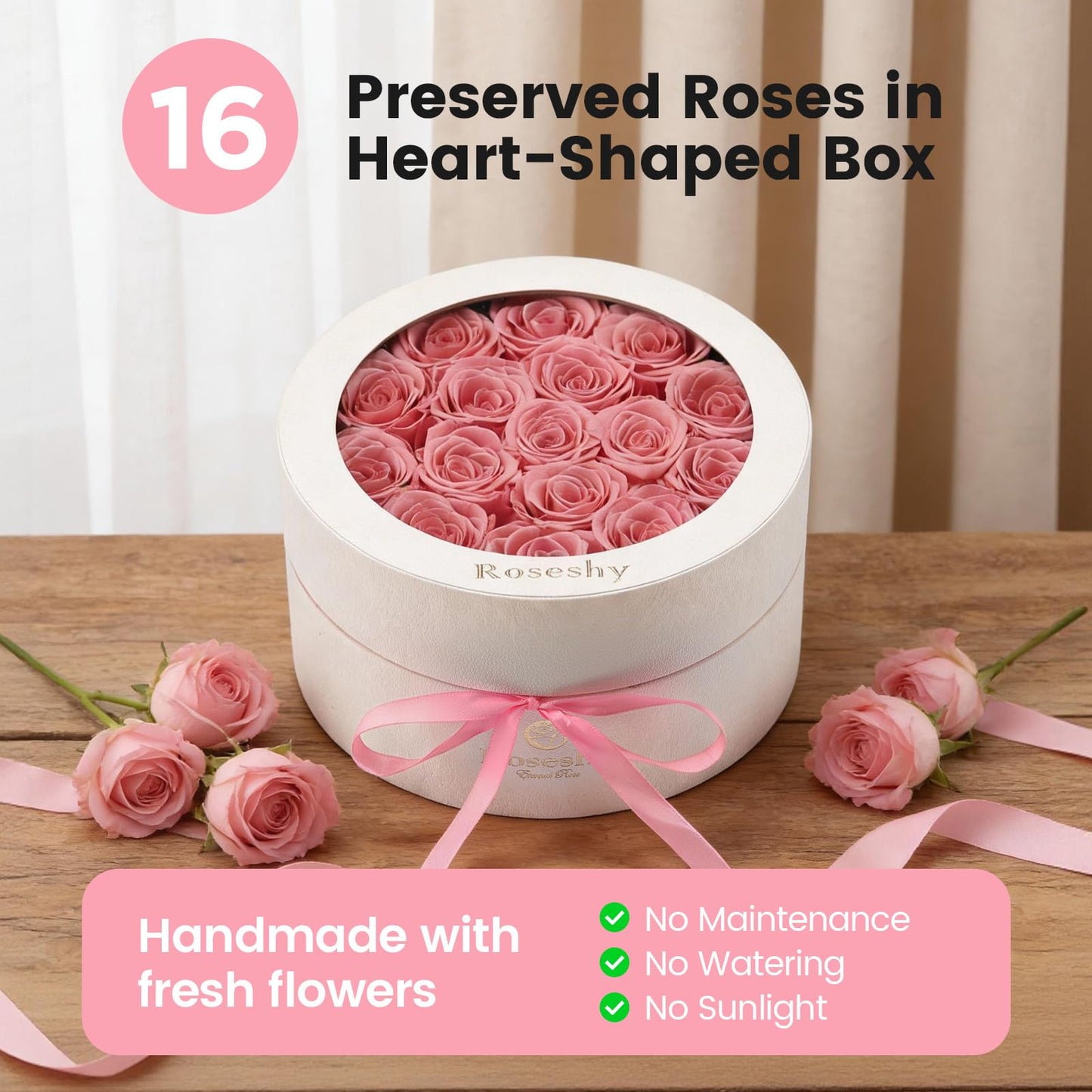 Valentines Day Flowers Roses Gifts for Her,16pcs Red Forever Preserved Roses in Heart Shape Gift Box,Valentines Day Delivery Prime Gifts-Roses Gifts for Women,Mom.