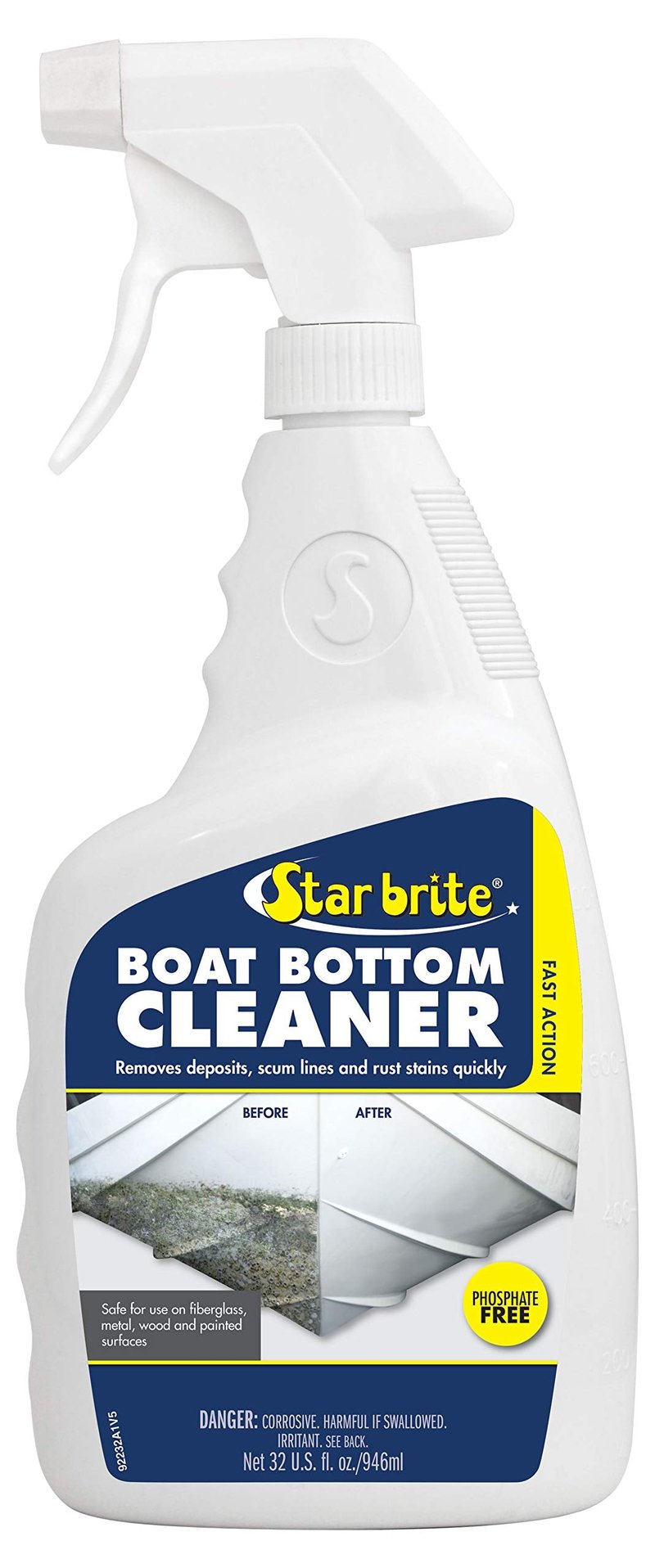 STAR BRITE Heavy Duty Boat Bottom Cleaner - Removes Deposits & Stains, For Fiberglass, Wood, Iron, Painted Surfaces, 32oz Spray (092232P)