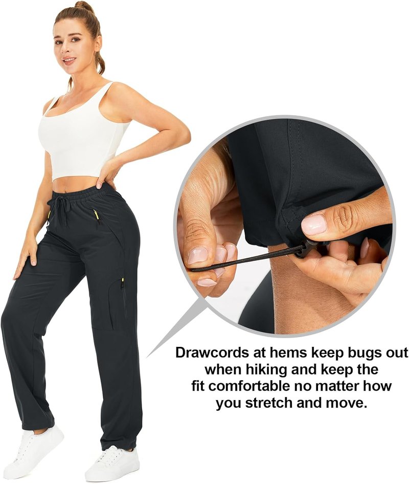Womens Hiking Pants - Quick Dry Lightweight Cargo Pants with UPF 50 | Zipper Pockets for Travel & Golf