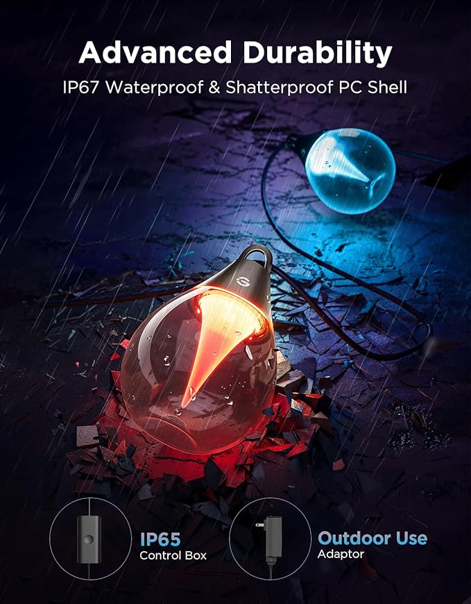 Govee Outdoor Clear Bulb String Lights, 96ft RGBWIC Outdoor Lights with 30 Dimmable Warm White LED Bulbs, 111 Scene Modes for Patio, Backyard, IP67 Waterproof, Works with Alexa, Google & Matter