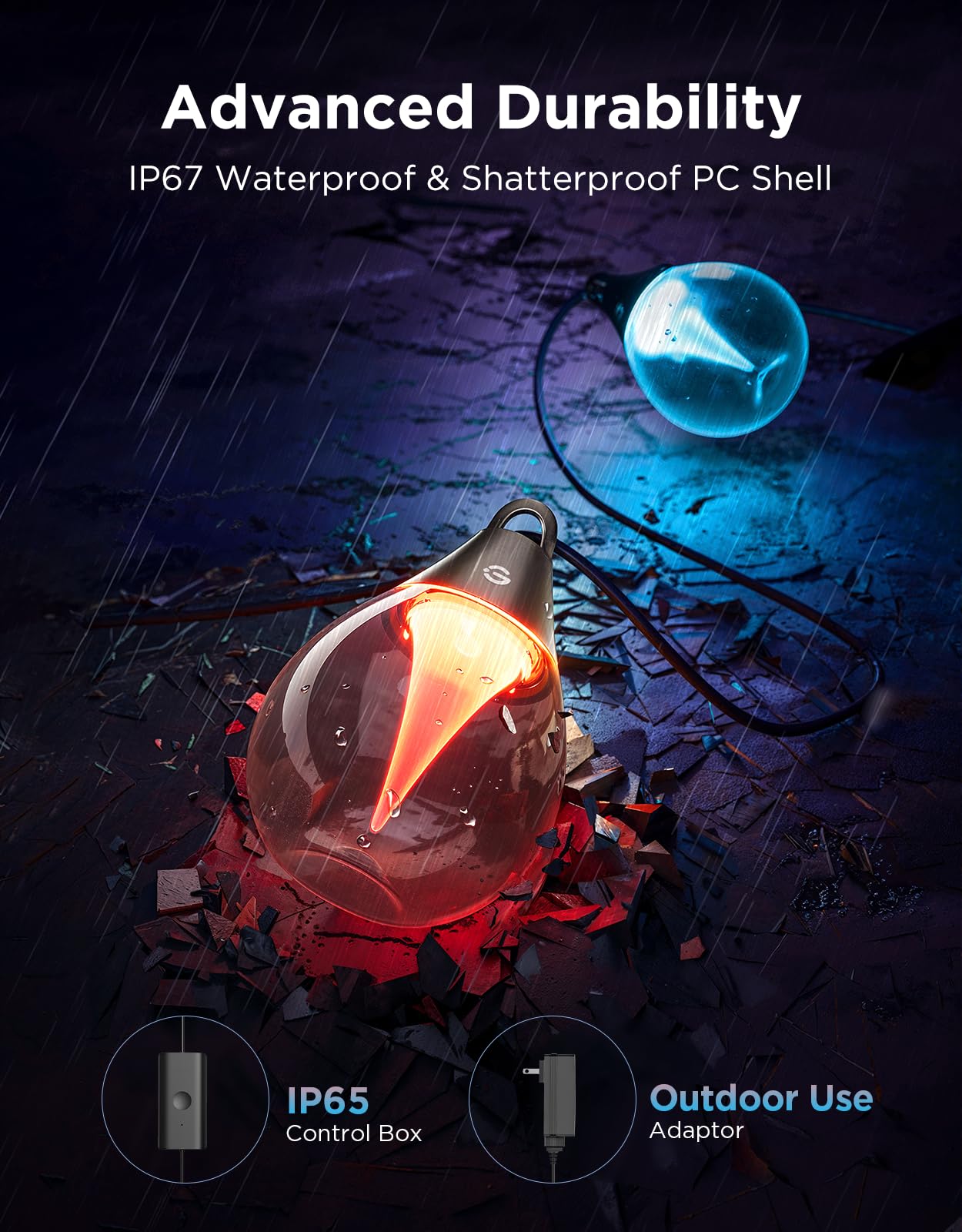 Govee Outdoor Clear Bulb String Lights, 48ft RGBWIC Outdoor Lights with 15 Dimmable Warm White LED Bulbs, 111 Scene Modes for Patio, Backyard, IP67 Waterproof, Works with Alexa, Google & Matter