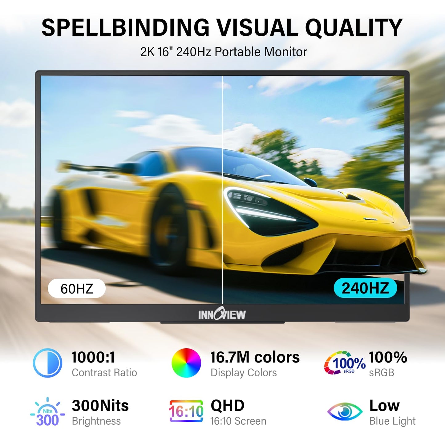 InnoView Portable Monitor Touchscreen 15.6" 1080P 10-Point Touch Screen Monitor Portable with Protective Sleeve Built-in Stand, 1200:1 HDMI USB C Travel Monitors for Laptop, PC, Phone