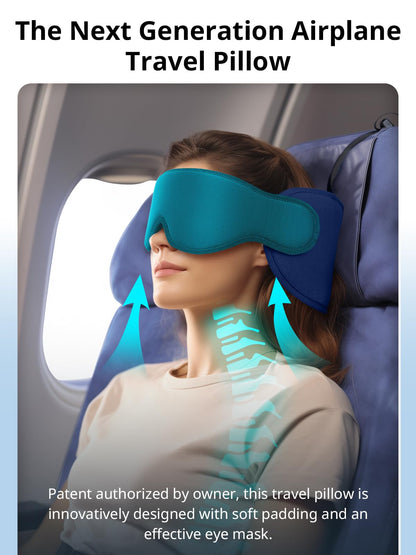 Inspireyes Travel Pillow for Airplanes, Airplanes Pillow with Eye Mask for Sleeping, Long Haul Flight Essentials Head Support Soft Pillow, Car Road Trip Travel Pillow, Royal Blue