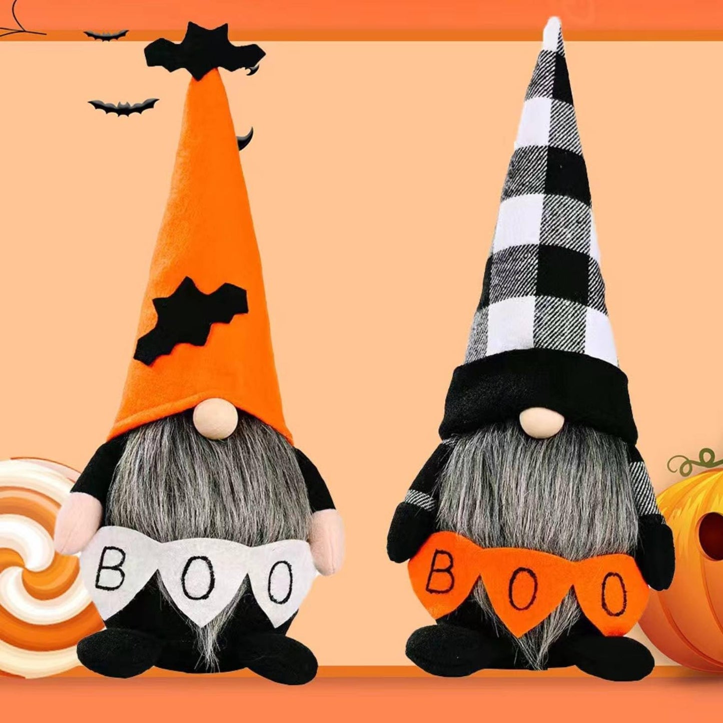 ALYRMEI Halloween Gnomes Plush Decor,Witch Scandinavian Tomte Nisse Gnome Swedish Table Decorations Handmade Gnome Decoraion for Home,Orange