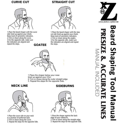 Beard Shaping Styling and Haircut Tools for Men - Perfect for Hairline Line-up, Edging - Stencil/Template for Trimming, Mustache, Goatee, Neckline, Great Gift