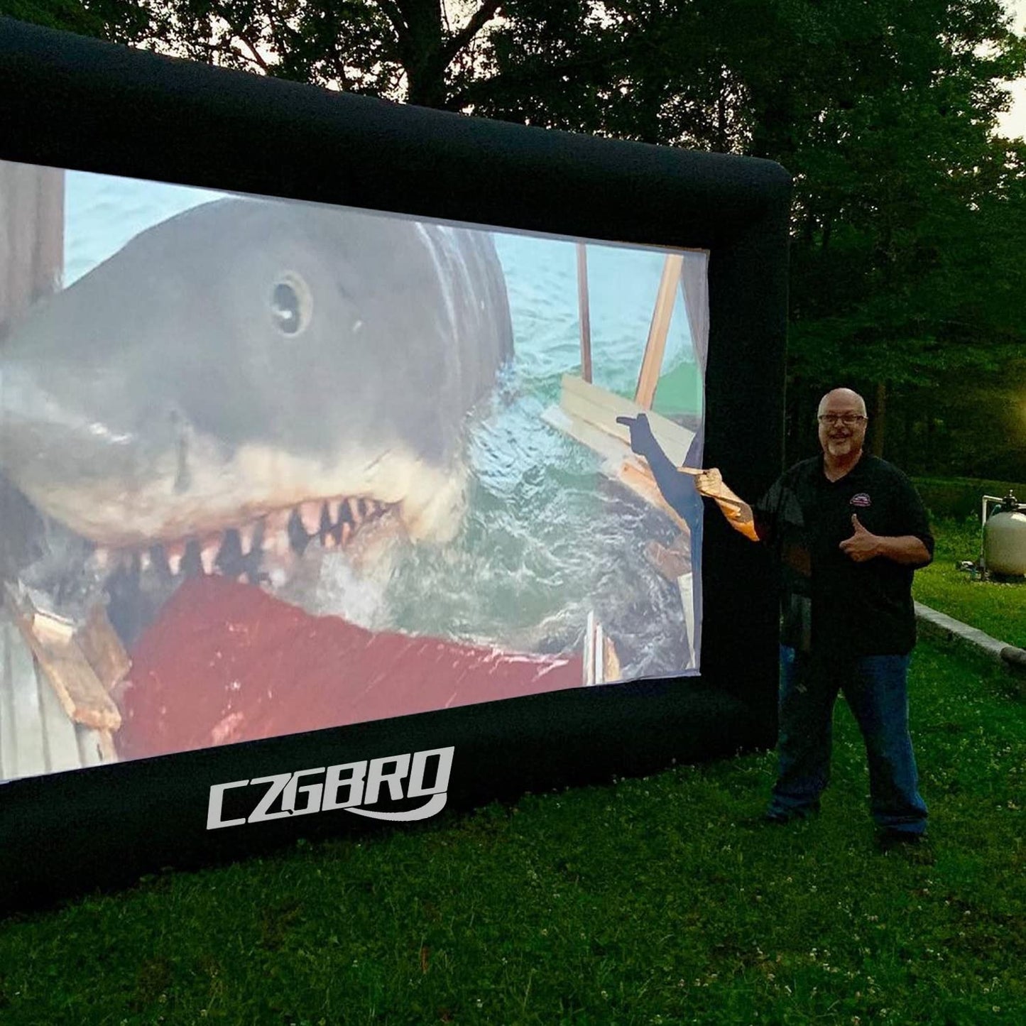 Inflatable Projector Screen - Outdoor Movie Screen Blow Up for Movie Parties Backyard Outside with Air Blower and Carry Bag, Front and Rear Projection (14FT with Blower)