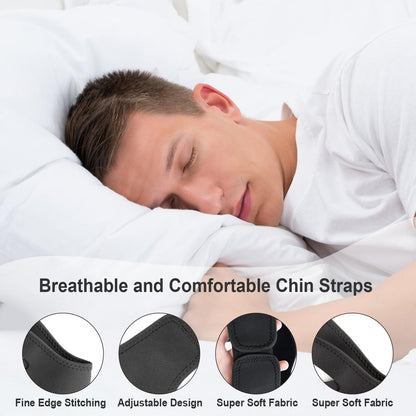 Chin Strap for Sleeping, Chin Strap for Snoring, Adjustable and Breathable Anti Snoring Devices, Anti Snoring Chin Strap for Men and Women to Stop Snoring, Skin-Friendly Comfortable Sleeping -Black