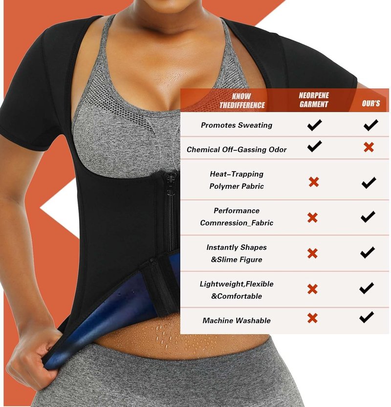 Sauna Suit Shirt for Women - Weight Loss Waist Trainer Sweat Vest | Fitness Fajas