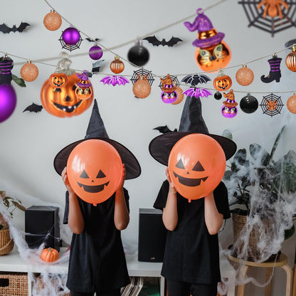 56pcs Halloween Hanging Ornaments for Tree Decorations, Shatterproof Plastic Hanging Halloween Ball Pendants with Pumpkin, Witches Hat Signs, Halloween Tree Decor Party, Holiday, Home (Multi New)