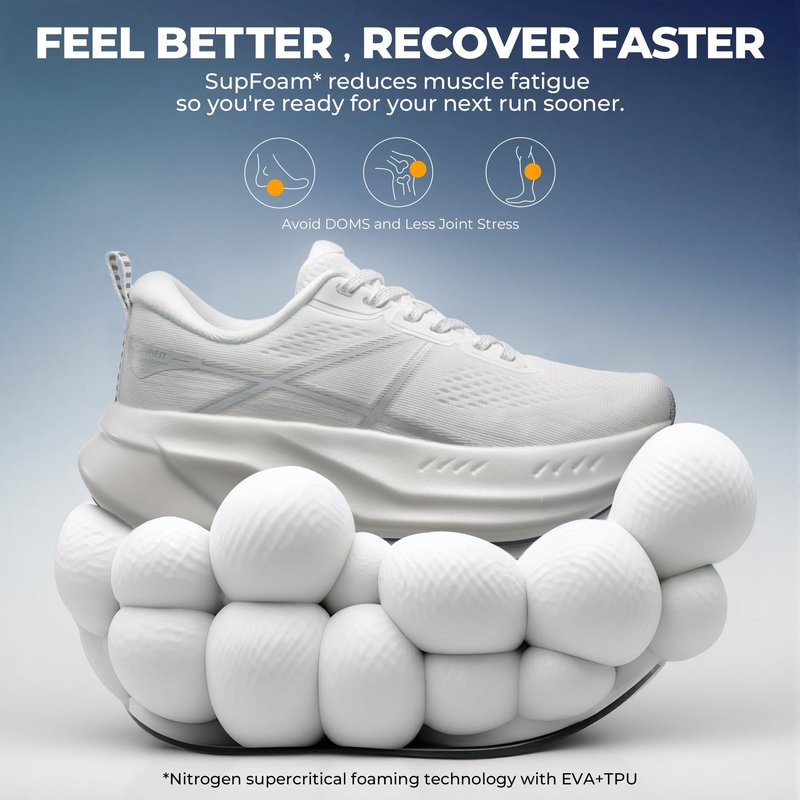 ALLSWIFIT Women's Road Running Shoes Cushion Tennis Shoes Non-Slip Comfortable Lightweight Gym Workout Athletic Arch Support Walking Sneakers Active5K,Size 7,White,AWUMRS2503