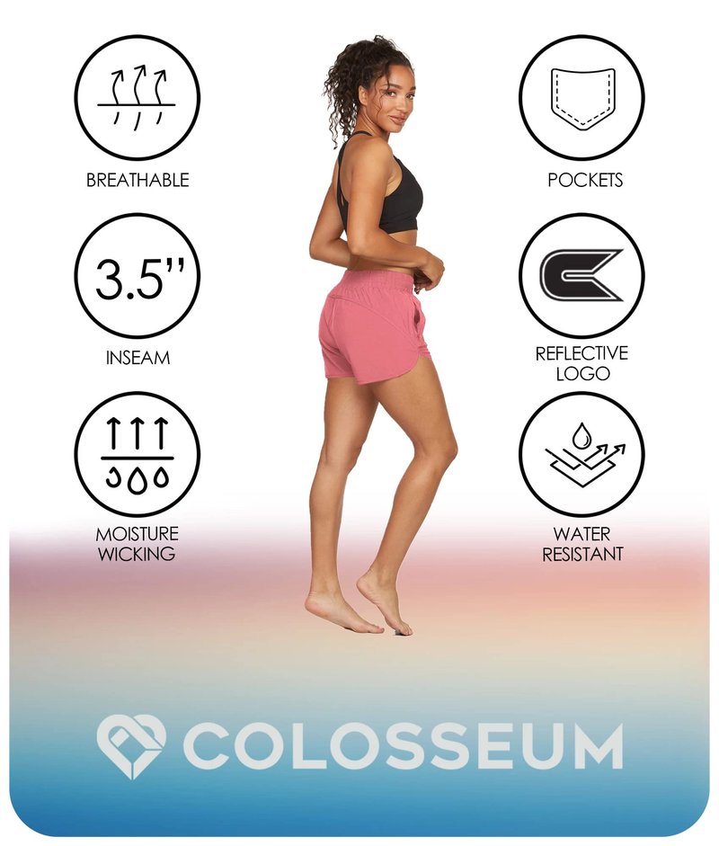 COLOSSEUM Active Women's Annika Moisture Wicking Performance Running Short with Zipper Pockets (Rose, Medium)