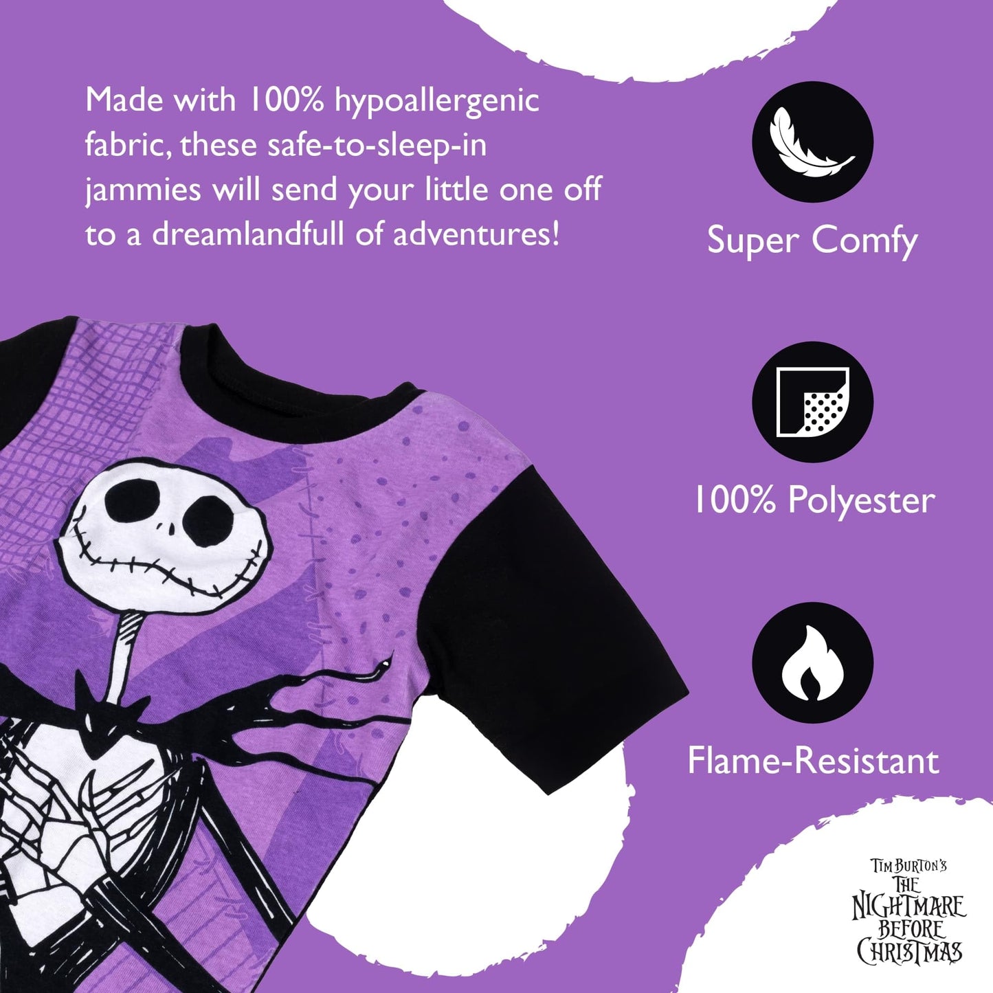 Disney Boys' 4-Piece Snug-fit Cotton Pajama Set, Soft & Cute for Kids, NBC Fun Stars