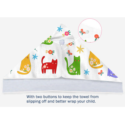 Bonsai Tree Summer Bright Hooded Beach Towel, Cat Lover Kids Poncho Towel for Boys Girls, Quick Dry 30''x50” Bath Towel for Pool Swiming Boys Gifts