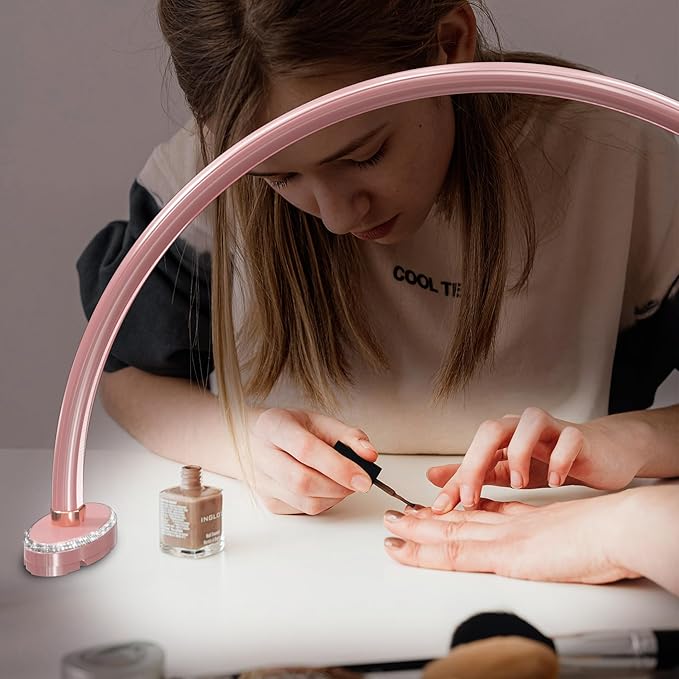 Half Moon Light Nail for Desk led lamp tech Manicure Foldable Arch Professional Art Eyelash Table Techs Beauty Tattoo spa White Artistic Desktop Lager Sized lash Shade Lashes Makeup Eye-Caring