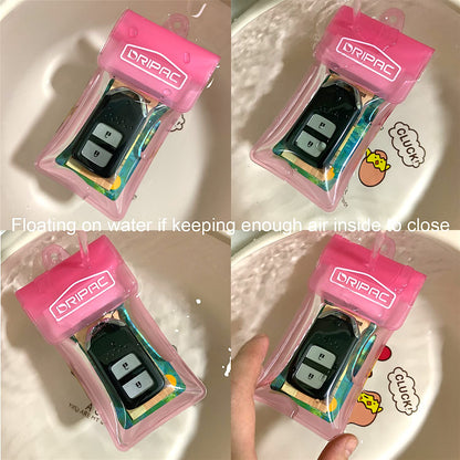 DRIPAC Waterproof Car Key FOB Case Waterproof Wallet Waterproof Holder Pouch For Key ID Badge Credit Card Money（Pink）