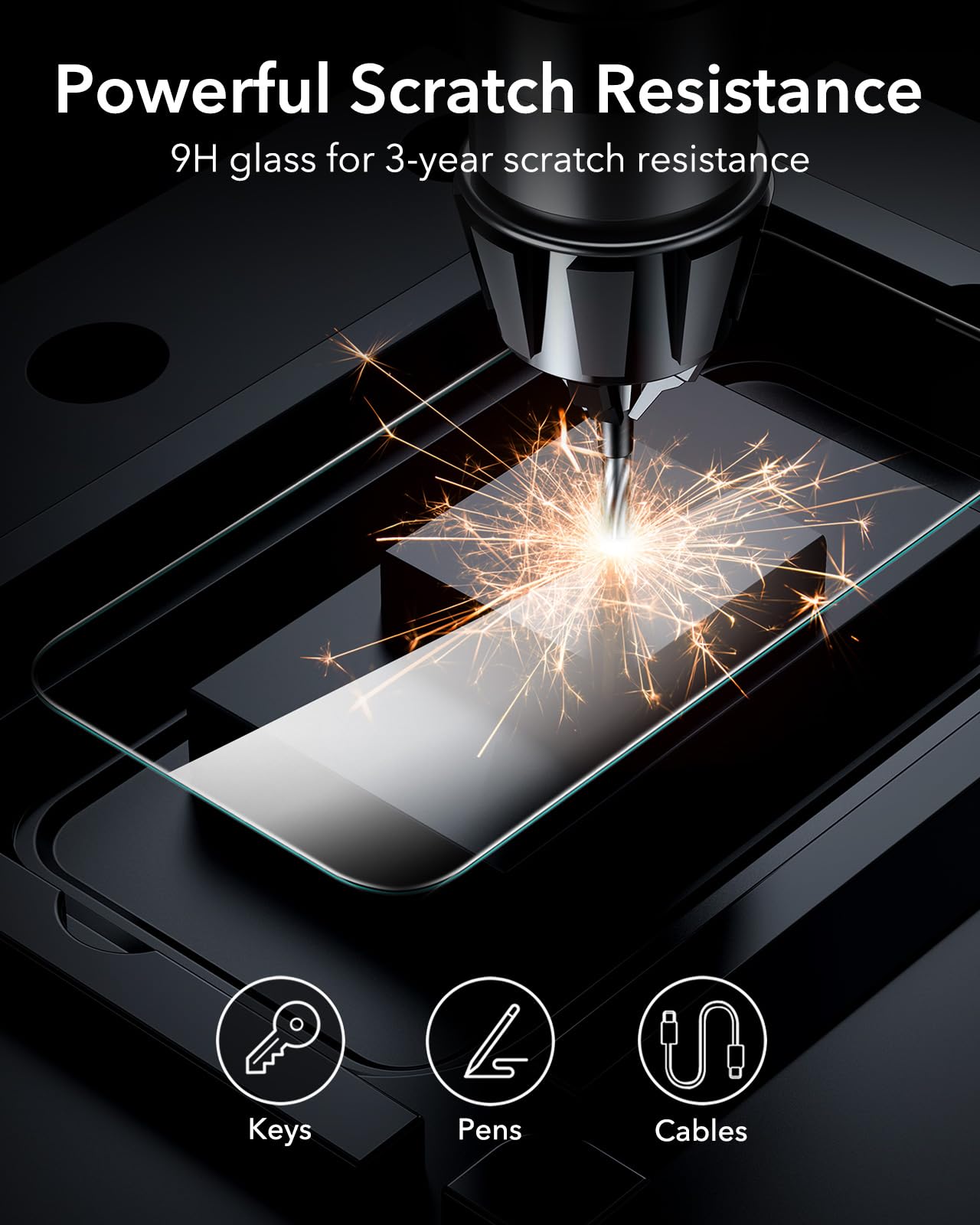 ESR 3 Pack for iPhone 15 Pro Max Screen Protector, [9H Hardness] [Military Grade Shatterproof] Full Coverage Tempered Glass Film with Easy Installation Tool, HD Clear, Scratch Resistant