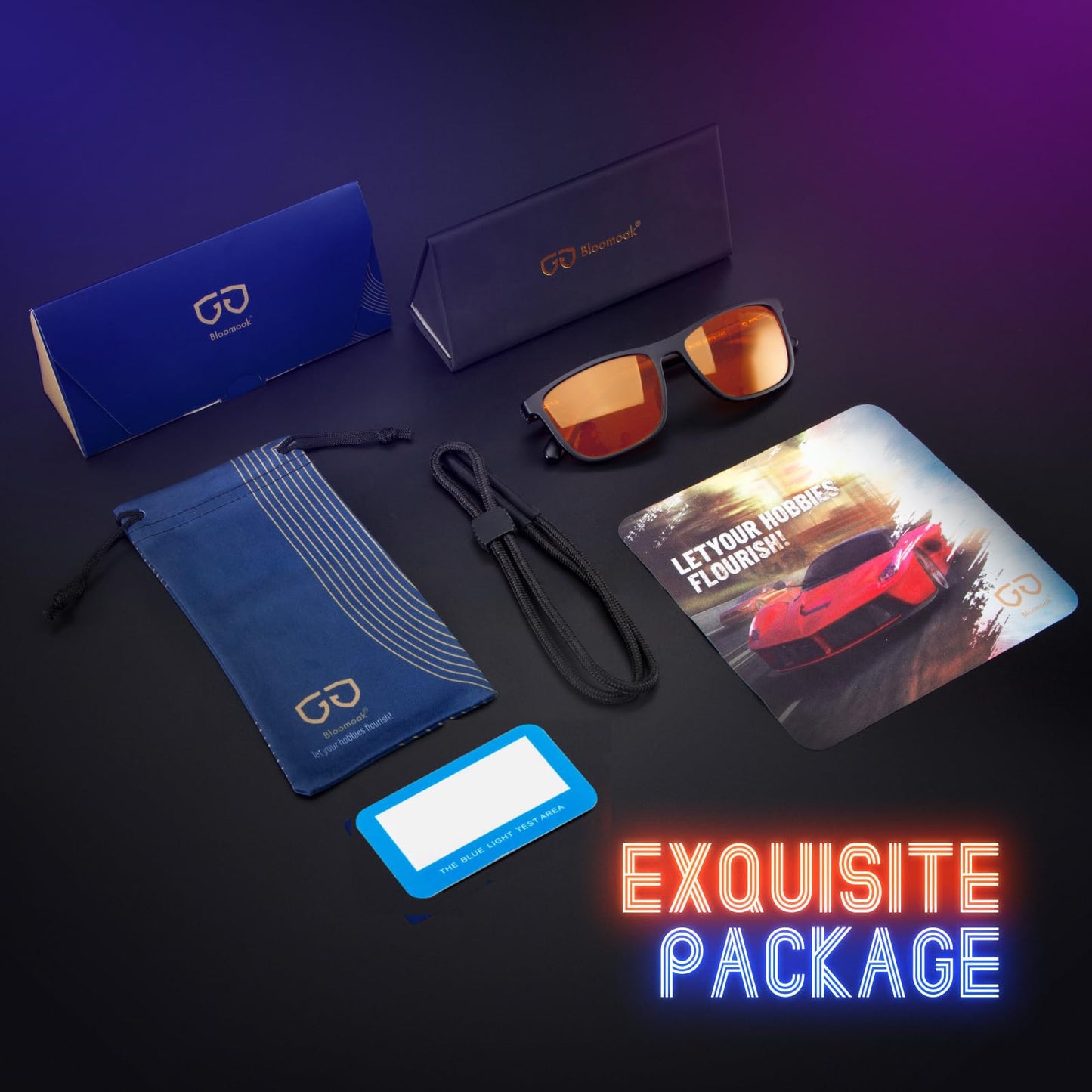 Bloomoak-99% Blue Green Light Blocking Glasses - Gaming Glasses - Anti Glare - Anti Fatigue -Suitable for Screens, Games, TVs