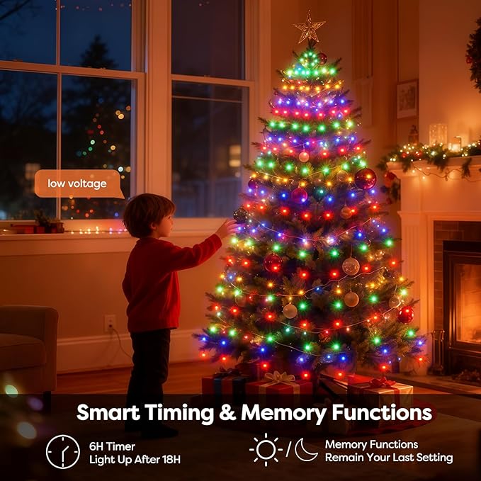 Christmas Tree Lights with Remote 400 LEDs Christmas Lights for Tree with 8 Lighting Modes, Timer and Memory Function, Indoor Outdoor String Lights for 6 ft-10 ft Xmas Tree Decorations(Multicolor)