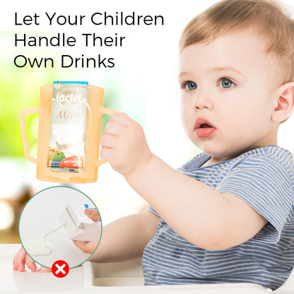 Momcozy Squeeze Pouch Holder for Food Pouches and Drink Boxes, Baby Pouch Holder Allows Baby to Self-feed and Avoid Messes, Baby Food Pouch Holder Handle is Easy to Grip, Comfortable, Violet&Orange