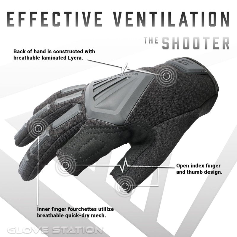 Glove Station The Paintball Work Gloves - Black (Large), Suede Leather Palm, Knuckle Protection for Men, 2 Fingerless Design for Paintball, Riding and Motorcycle Use