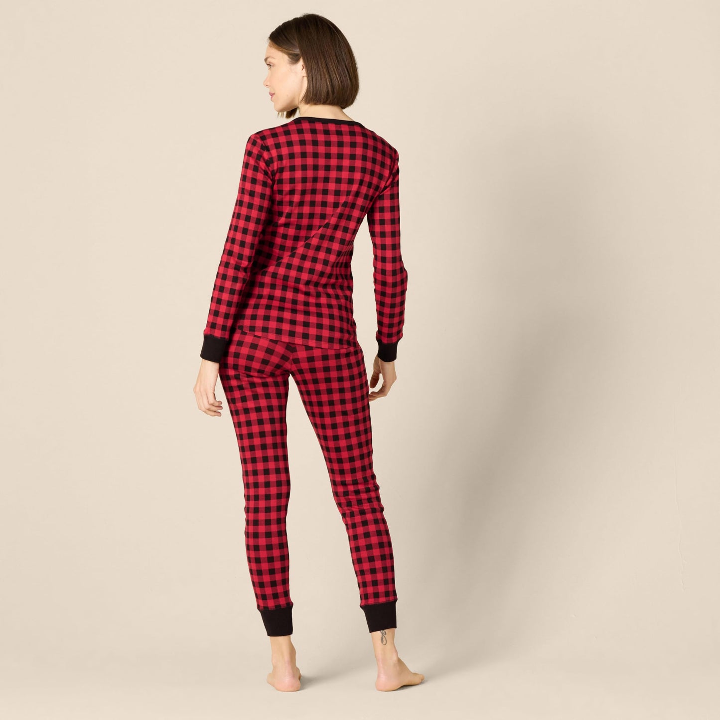 Amazon Essentials Women's Snug-Fit Cotton Sleepwear Pajama Set (Available in Plus Size), Classic Buffalo Check, X-Small