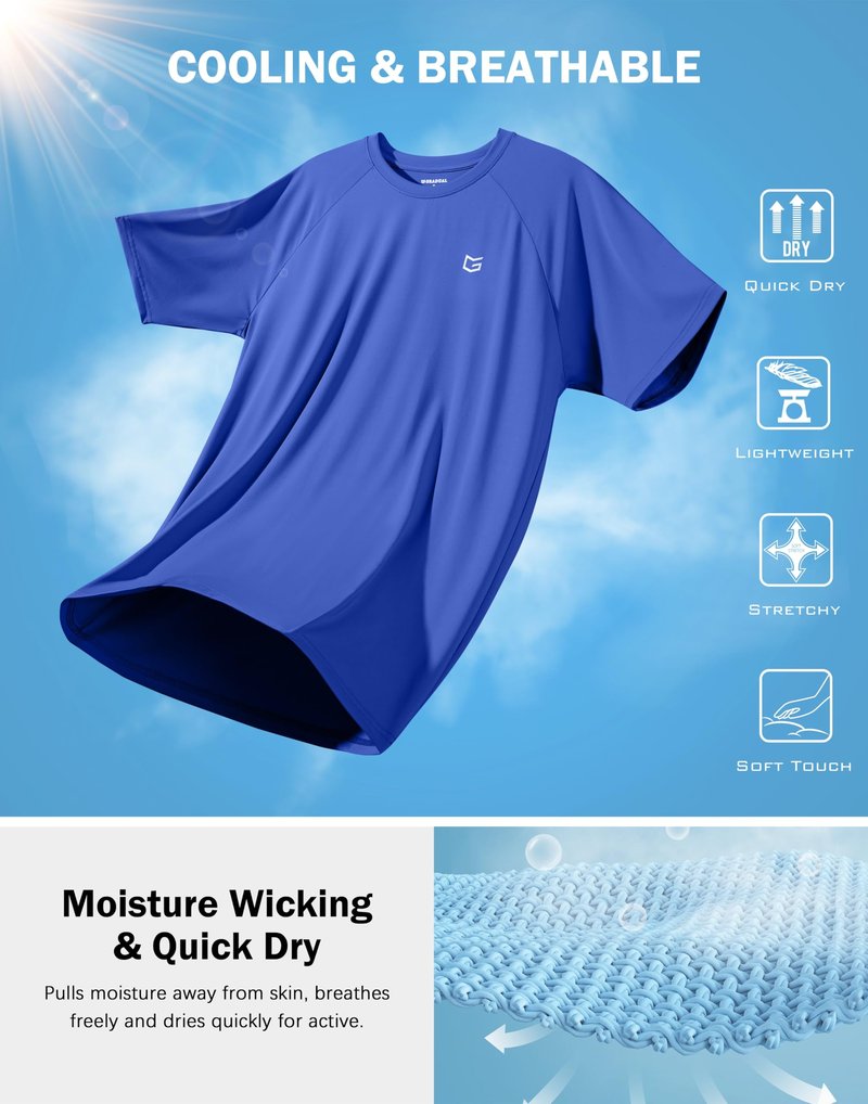 G Gradual Men's Athletic Workout T-Shirts Moisture Wicking Cooling Running Shirts Short Sleeve Performance Tee for Gym Tennis(Royal Blue,3XL)
