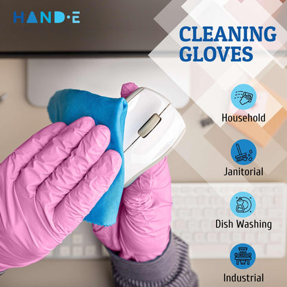 Pink Nitrile Disposable Gloves Medium, 50 Count - Esthetician, Nail Tech, Microblading, Hair Dye & Stylist, Salon, Cleaning Gloves - Latex Free Gloves