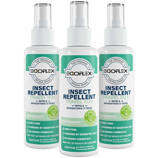 3-Pack Mosquito Repellent Spray - DEET-Free Bug Spray Travel Size TSA Approved - Mosquito, Tick & Insect Killer Deterrent with Natural Essential Oils - Peppermint Scent - Safe for Family - 3 Fl Oz