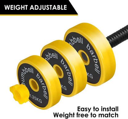 FUXION Adjustable Dumbbell Barbell, 22/44/66 lbs 3-in-1 Sets, Non-Slip Neoprene Hand Weights for Home Gym Yoga Pilates Workout