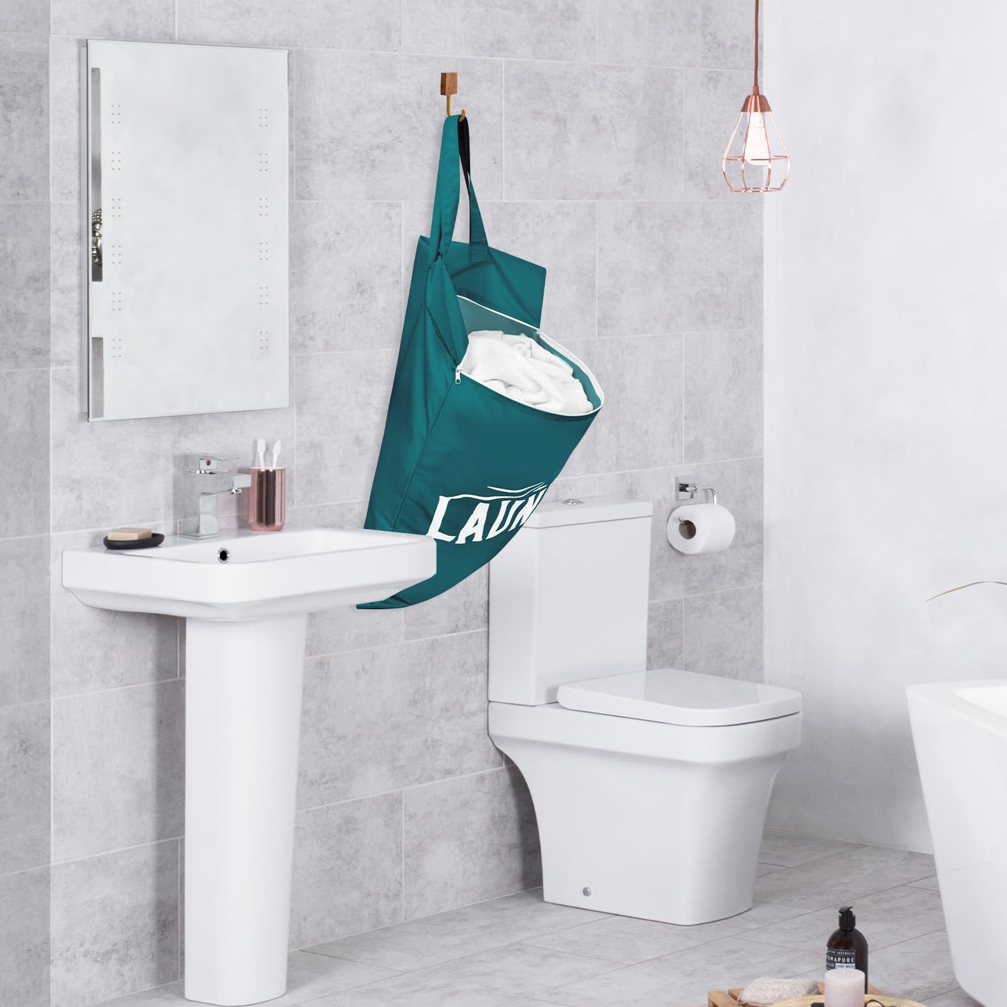 2 Pcs Large Travel Laundry Bag Washable Waterproof Wet Bag Dirty Clothes Bag Swimsuit Workout Bag for Gym Clothes Laundry Wet Clothes Swimming Pool Yoga College Dorm (Blue+Grey)