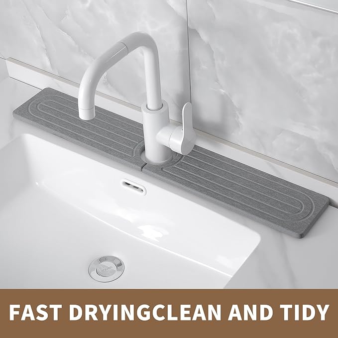 Faucet Mat for Kitchen Sink -Diatomite Stone Drying Mat for Kitchen Counter &