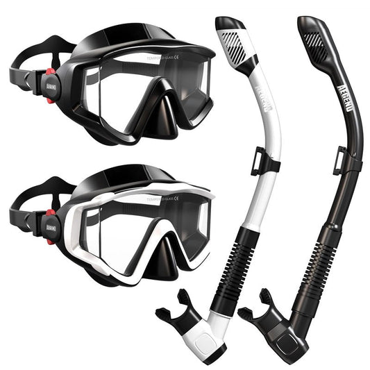 Aegend Snorkel Diving Mask for Adult Men Women – Diving Goggles Anti-Fog Tempered Glass Lens | for Adult Snorkeling, Swimming & Diving Gear (Black & White-2 Pack)
