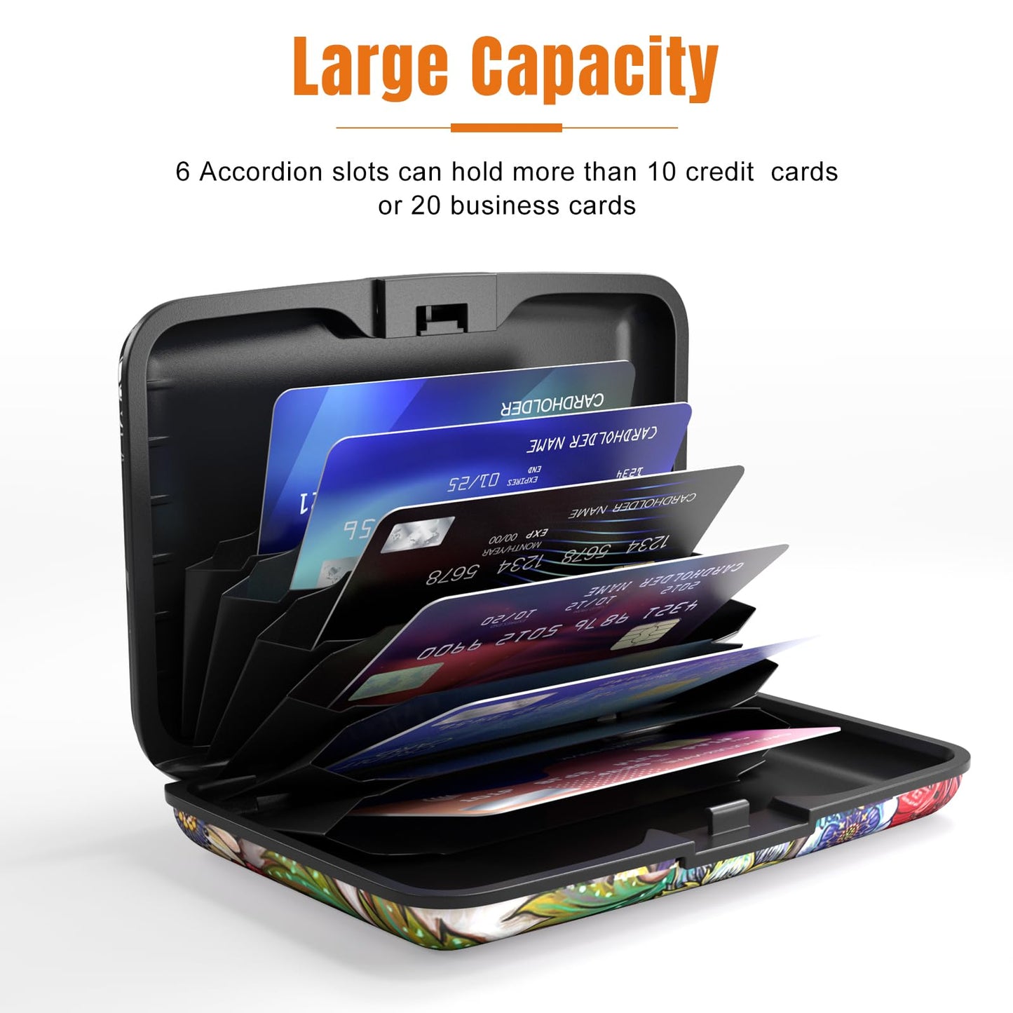 Rimilak Aluminuml Credit Card Holder, Mini Credit Card Wallet RFID Blocking Slim Metal Hard Case for Women Men, Mandala Flower