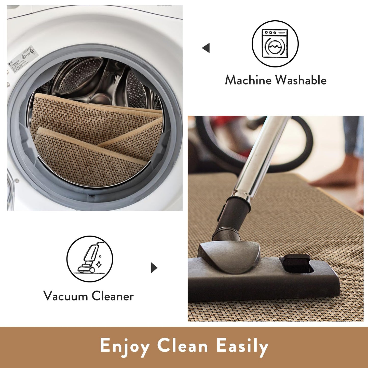 Lahome Noe Farmhouse Kitchen Runner, 2x5 Entryway Runner Rug Non Slip for Entryway Indoor Washable Carpet for Hallway Neutral Rug Runner Kitchen Mats for Floor Entry Bathroom, Beige