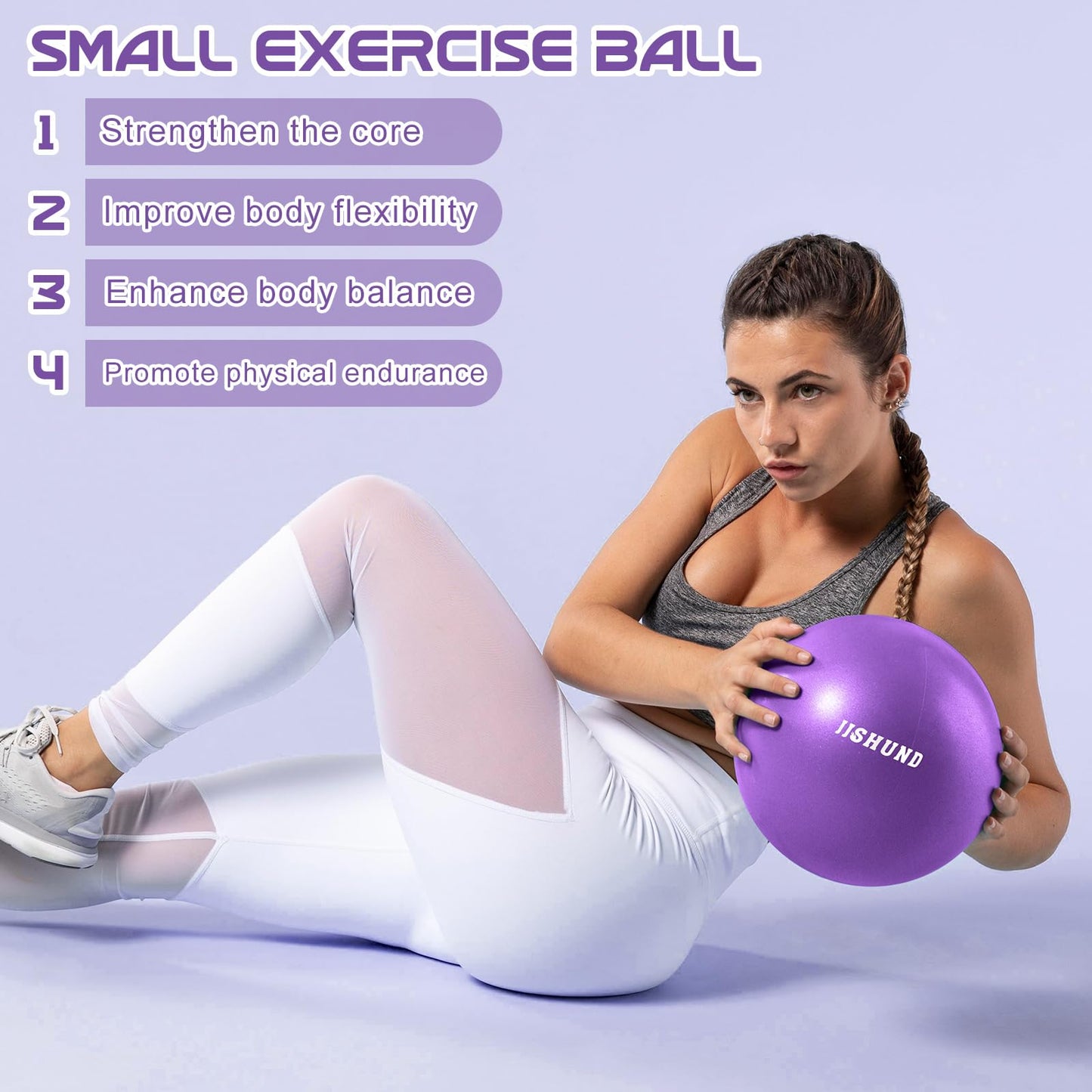 Pilates Ball, 9 Inch Small Exercise Mini Soft Workout Yoga Ball with Exercise Guide, for Home Gym Yoga, Pilates, Core Training, Workout, Balance, Stability
