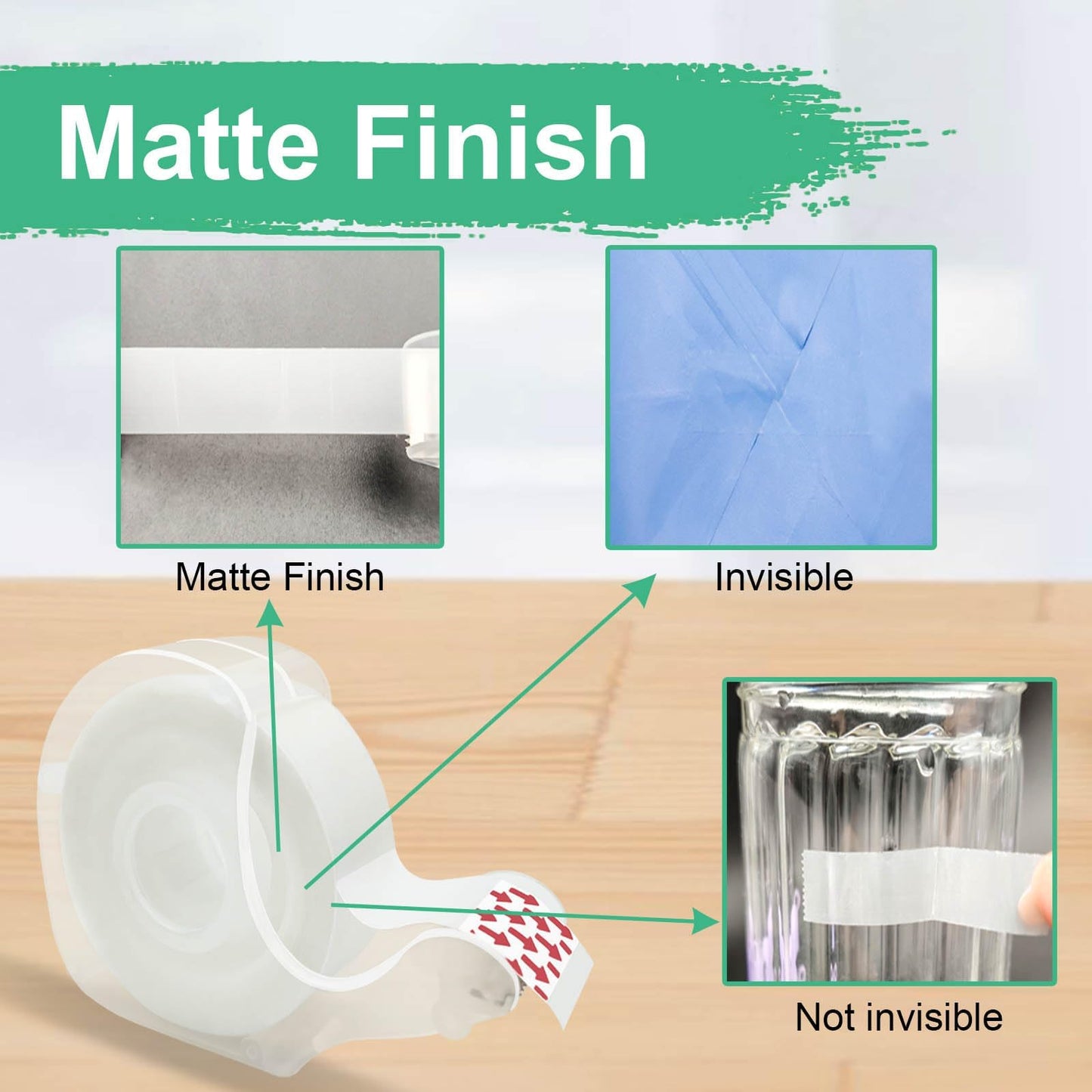 BeataTap Tape, Invisible Tape for Gift Wrapping, 6 Rolls+6 Refillable Dispensers, Matte Finish, Writable, 3/4″x 650″, Clear Tapes for Christmas Wrapping Paper, Office&School Supplies