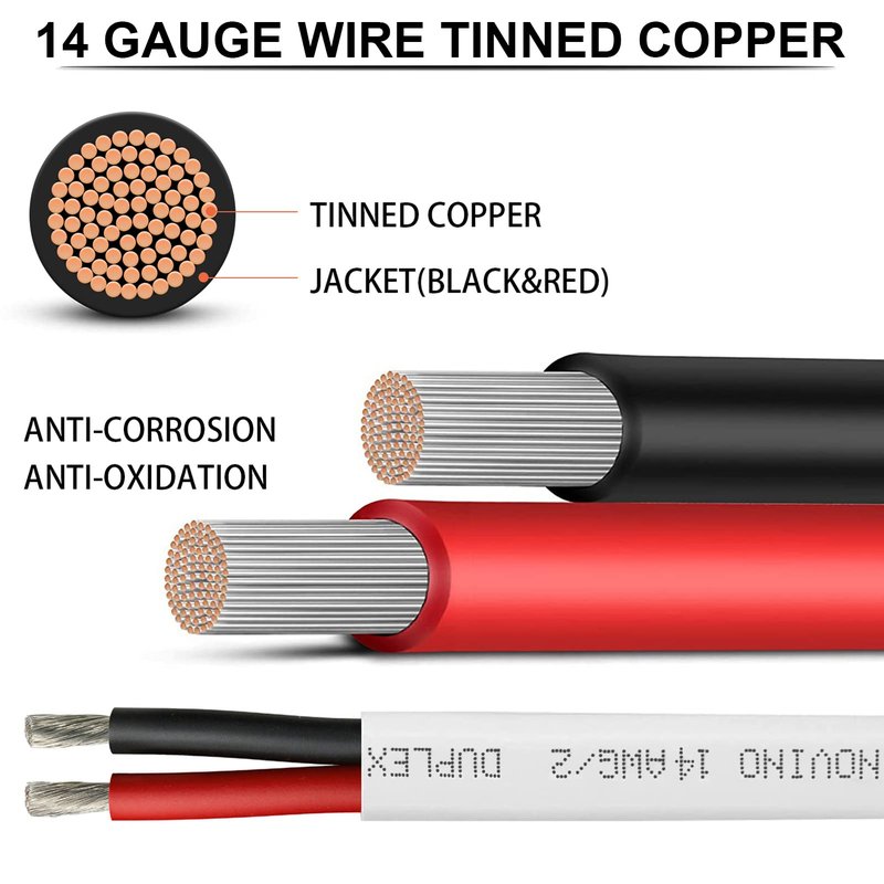 14 Gauge Marine Wire 14/2 Duplex Marine Grade Wire,14 AWG 15ft Tinned Copper Boat Cable Electrical Cable for Boat/Automotive/RV/Solar Outdoor
