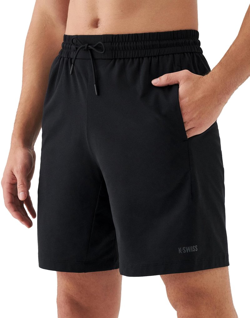 K-Swiss Men's Athletic Running Shorts - Lightweight Breathable Workout Shorts Sports Gym Basketball 7", Black/Black XL