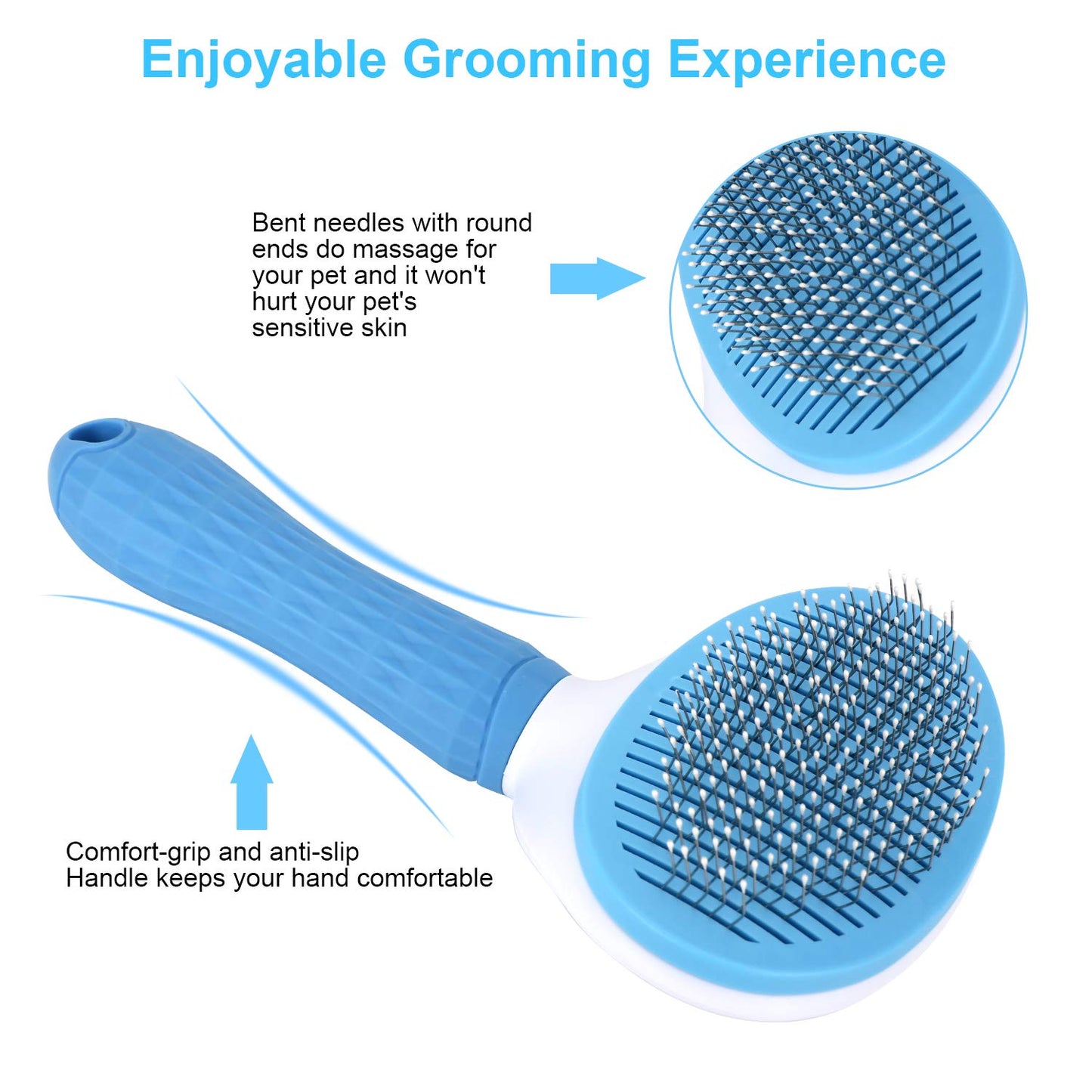 Depets Self Cleaning Slicker Brush, Dog Cat Bunny Pet Grooming Shedding Brush - Easy to Remove Loose Undercoat, Pet Massaging Tool Suitable for Pets with Long or Short Hair