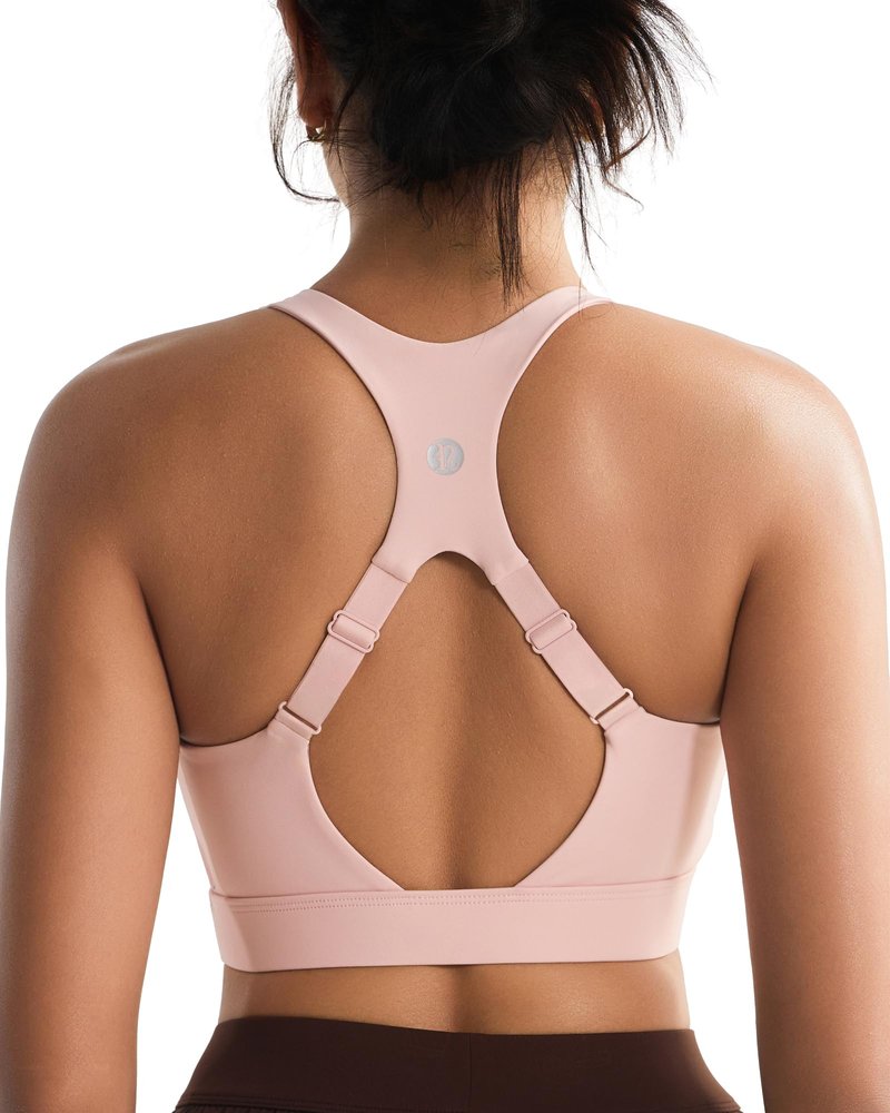 RUNNING GIRL High Impact Sports Bras for Women, Adjustable Straps Pink Sports Bra High Support Molded Cup Racerback Workout Bra(WX3143 Flush Pink M)